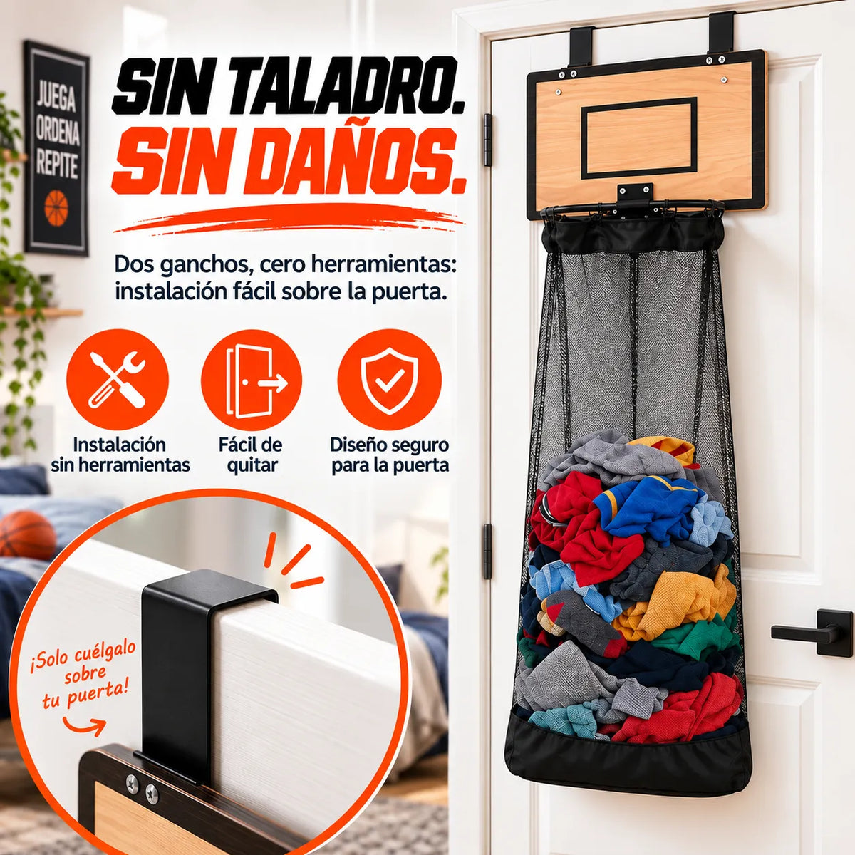 EncestaPro™ – Canasta de Baloncesto para Ropa Sucia, Convierte el desorden en un juego.