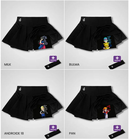Falda Deportiva 2 en 1 Anime ⚔️ Gym / Short Interno + Secado Rápido 🔥