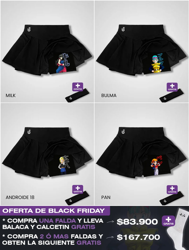 Falda Deportiva 2 en 1 Anime ⚔️ Gym / Short Interno + Secado Rápido 🔥