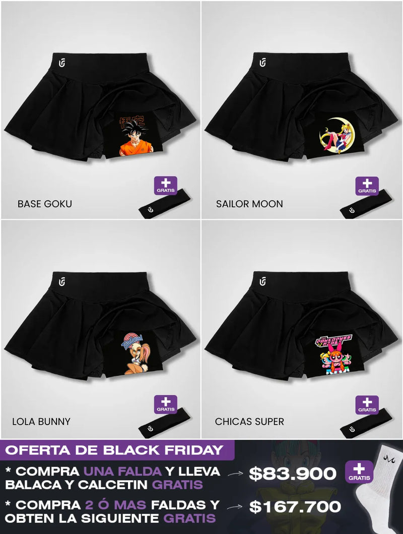 Falda Deportiva 2 en 1 Anime ⚔️ Gym / Short Interno + Secado Rápido 🔥