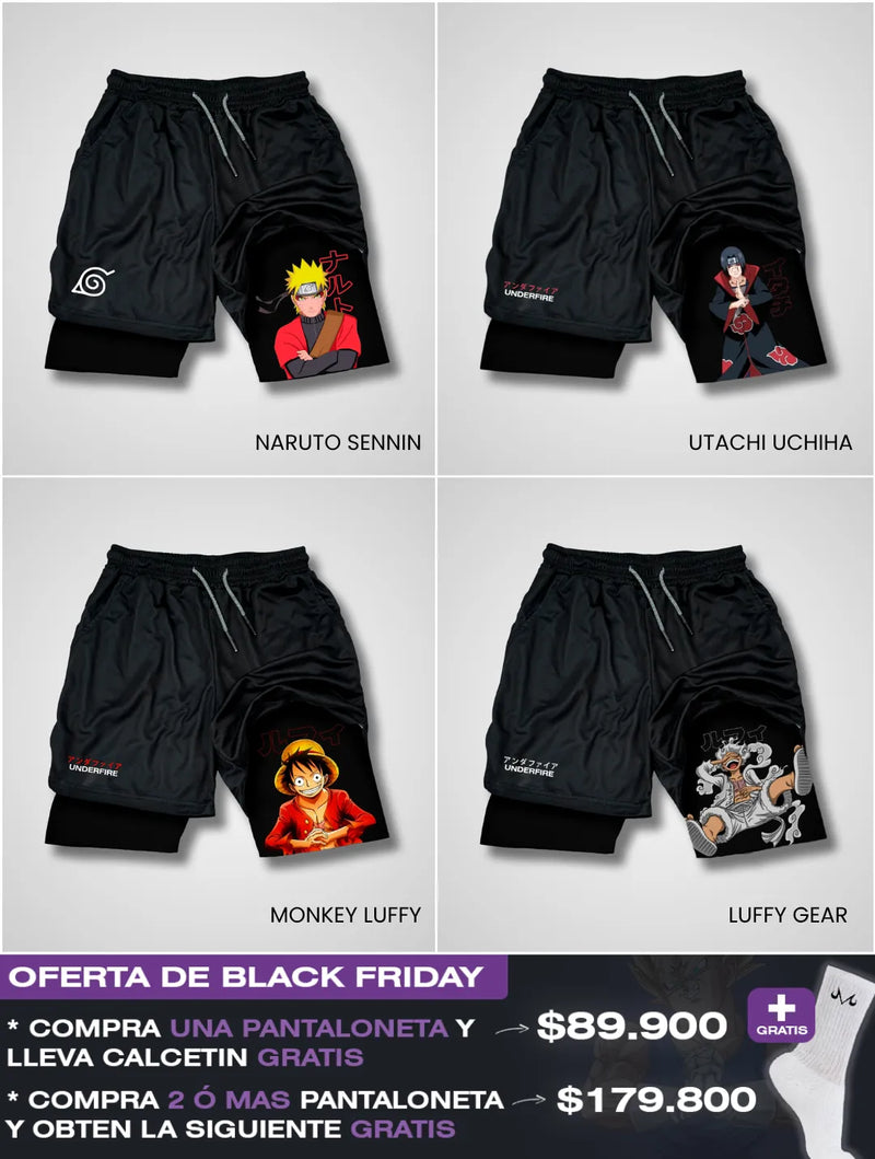 Pantalonetas Anime ⚔️ Gym  Secado Rápido + Licra Interna de Alto Rendimiento 🔥