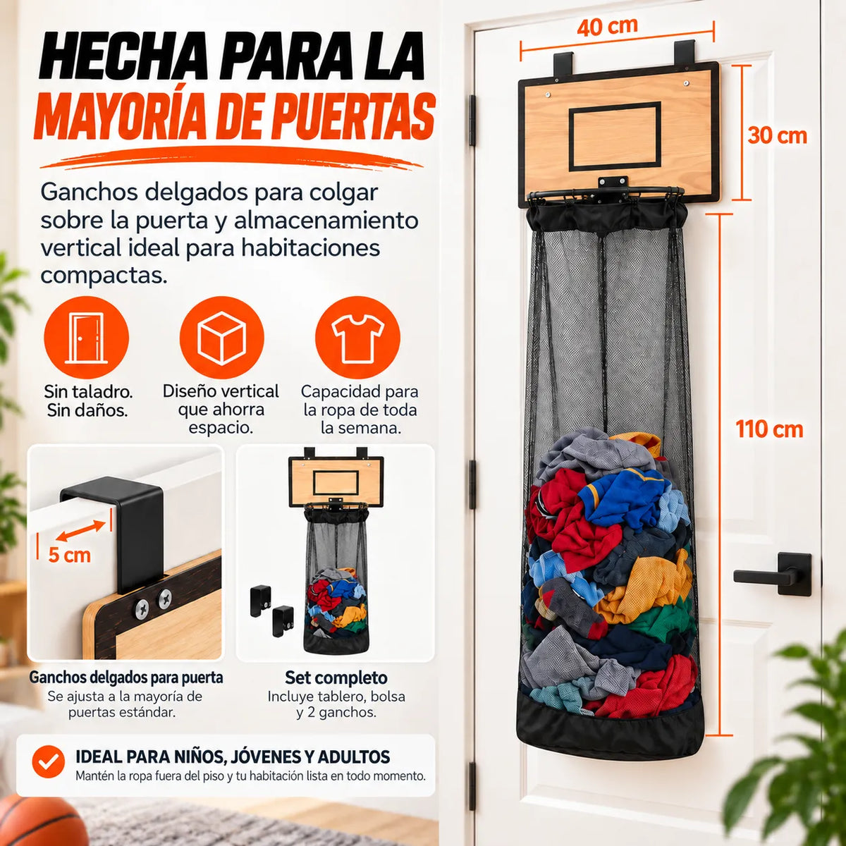 EncestaPro™ – Canasta de Baloncesto para Ropa Sucia, Convierte el desorden en un juego.