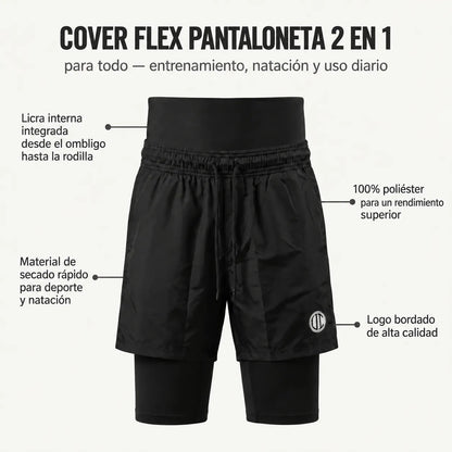 CoverFlex – Pantaloneta Deportiva 2 en 1 con licra interna y Cintura de Control Abdominal